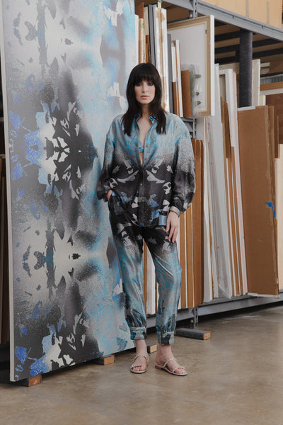 Boudica Blue Inferno silk track pant