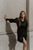 Kathryn shirt dress in black silk charmeuse
