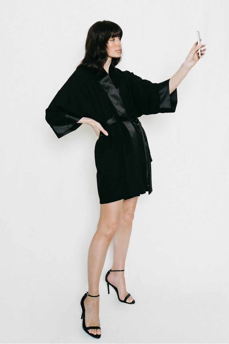 Jodi | Kimono Mini Dress Black / S-M Jodi | Kimono Mini Dress Black / S-M