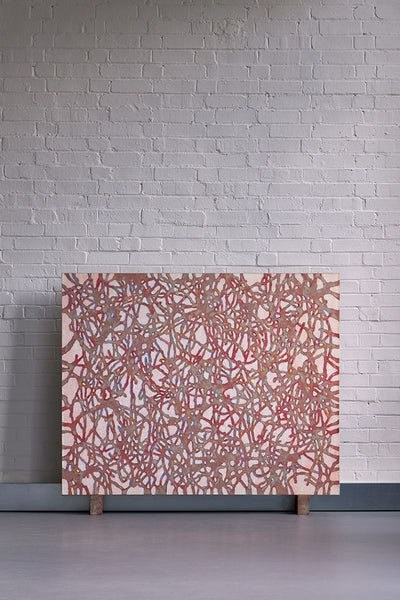 Instil, 2022 by Adam Ball, cut fabric, acrylic and thread on canvas, 120 x 150 cm - gallery.