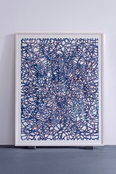 Relic, 2023 by Adam Ball. Hand-cut paper and raw pigment 65 inches x 50 inches (165 x 129 cm) - gallery.