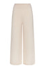 front view: ivory jacquard merino wool pants