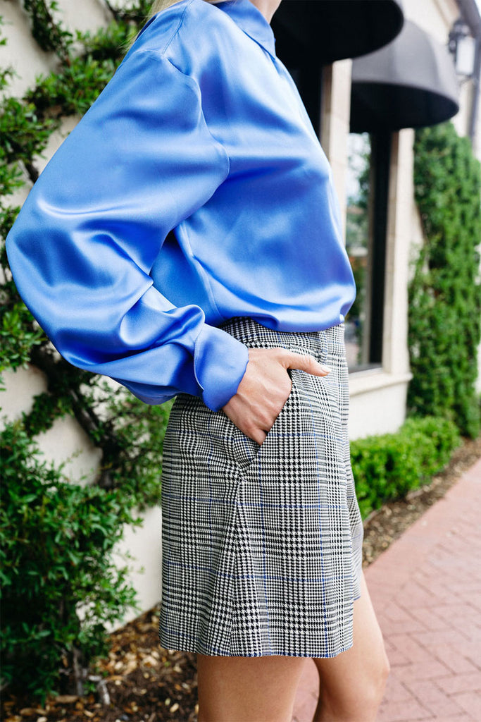 Amelia silk shirt showing French cuff 