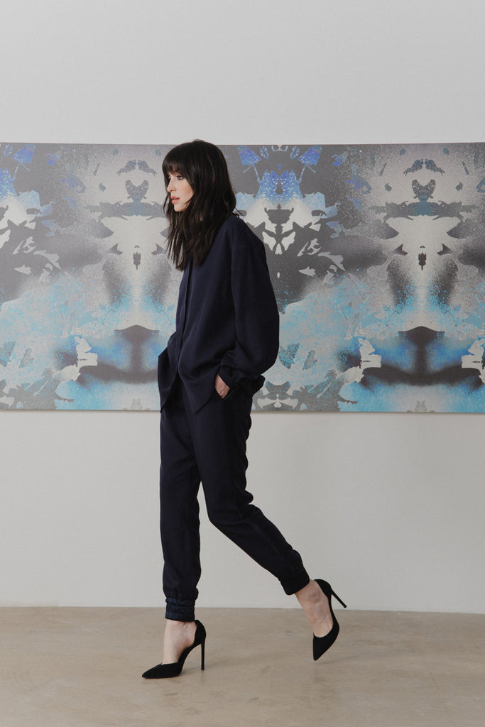 Boudica in navy with Jessica in navy