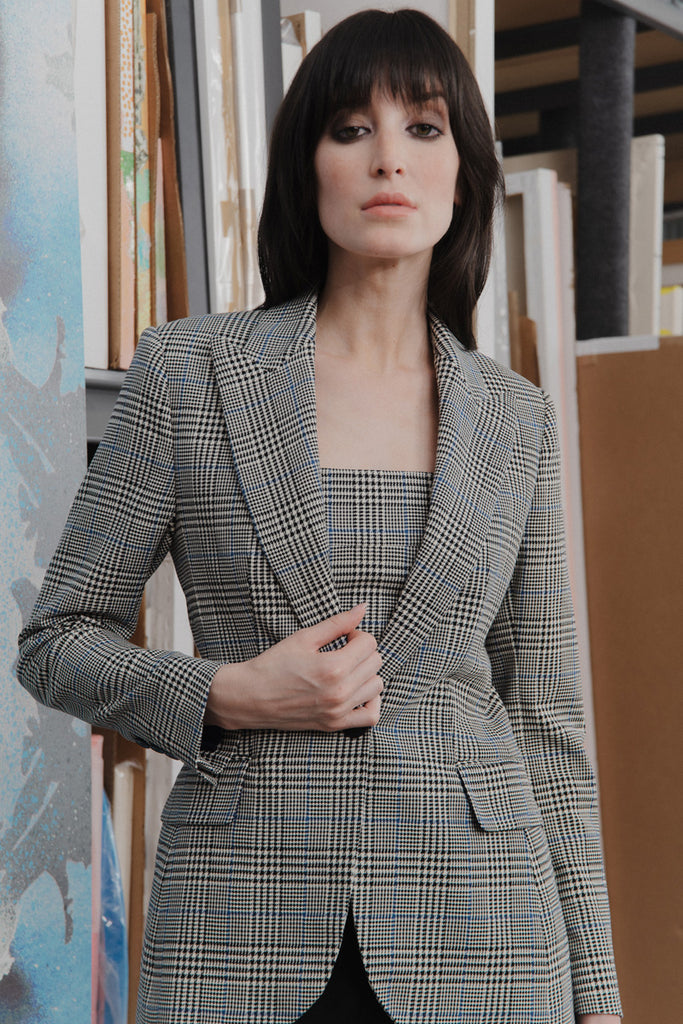 Paris single-breasted jacket in cotton Prince of Wales plaid