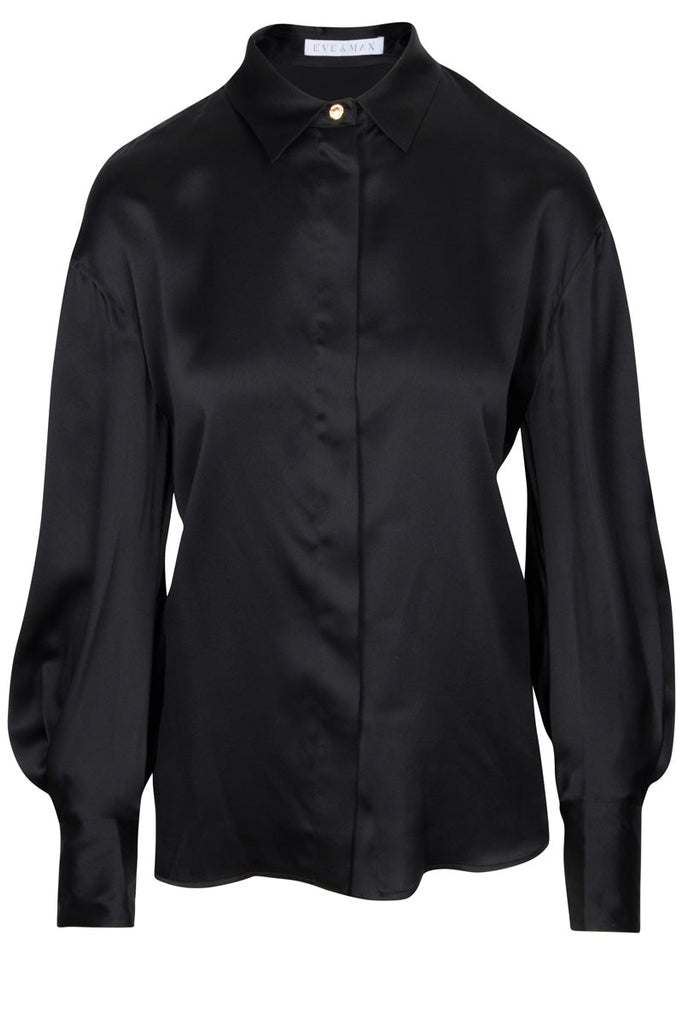 Amelia shirt in black silk charmeuse
