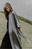 Chiyo kimono coat in nickel silk satin back crepe