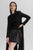 Pippa mini skirt in black silk charmeuse styled with the Daphne full length jacket