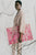 Sayuri jacket with Hepburn pant in nude wool crepe featured with a print of Respair art by Adam Ball