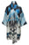 Zeke kimono jacket printed in Blue Inferno silk charmeuse
