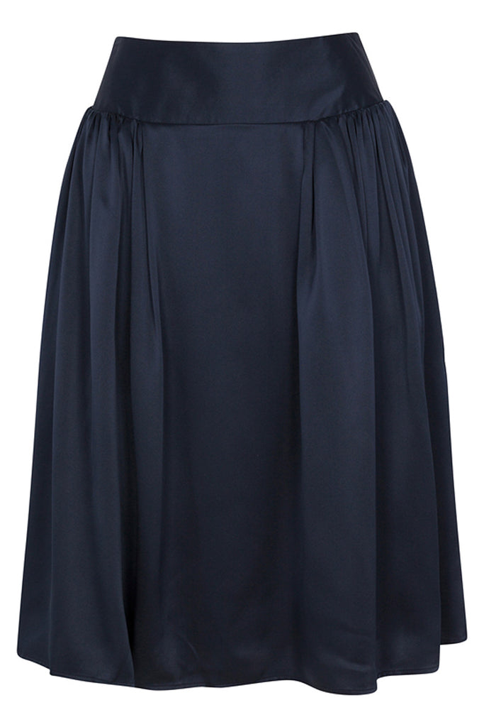 Kouka skirt in navy silk charmeuse
