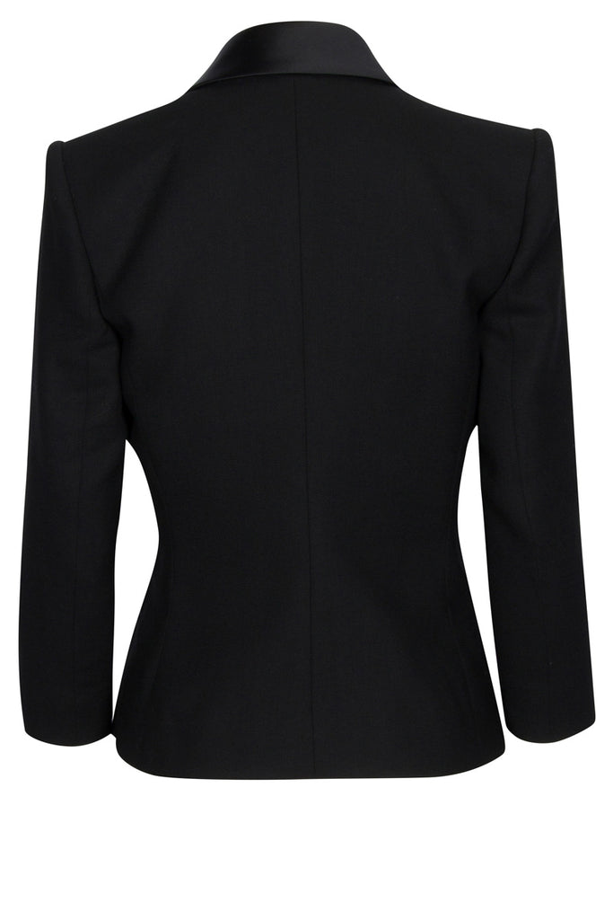 Back view, The H jacket with three-quarter length sleeves and nipped-in waist
